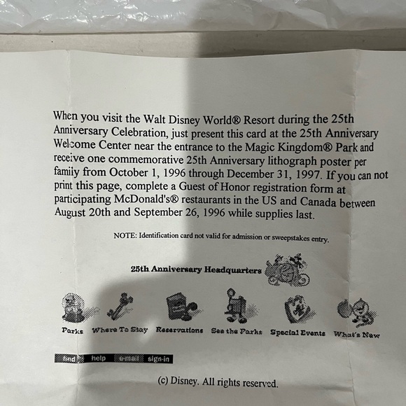 Disney world 25th Anniversary Limited lithograph poster and music cassette tape - Picture 4 of 9